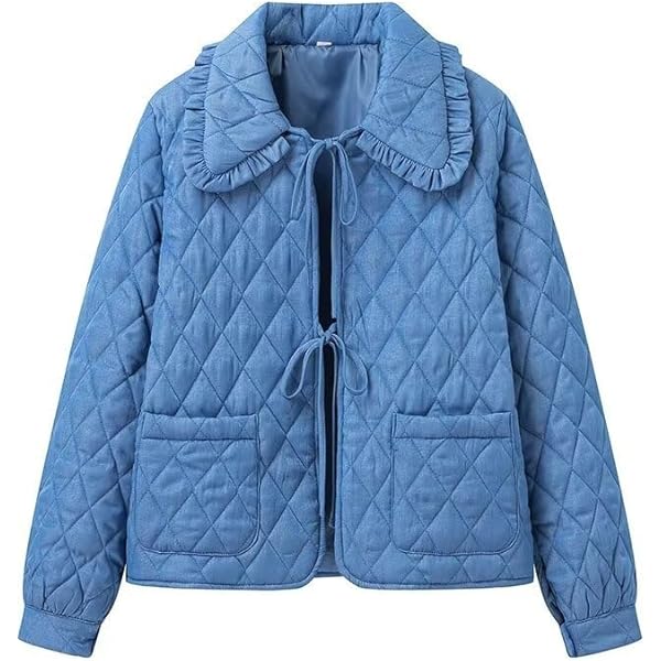 ★22-23FW★COVERNAT★Women's Collar Quilting Jacket QNI Quilted Jackets for Women Ruffled Collar Loose Open